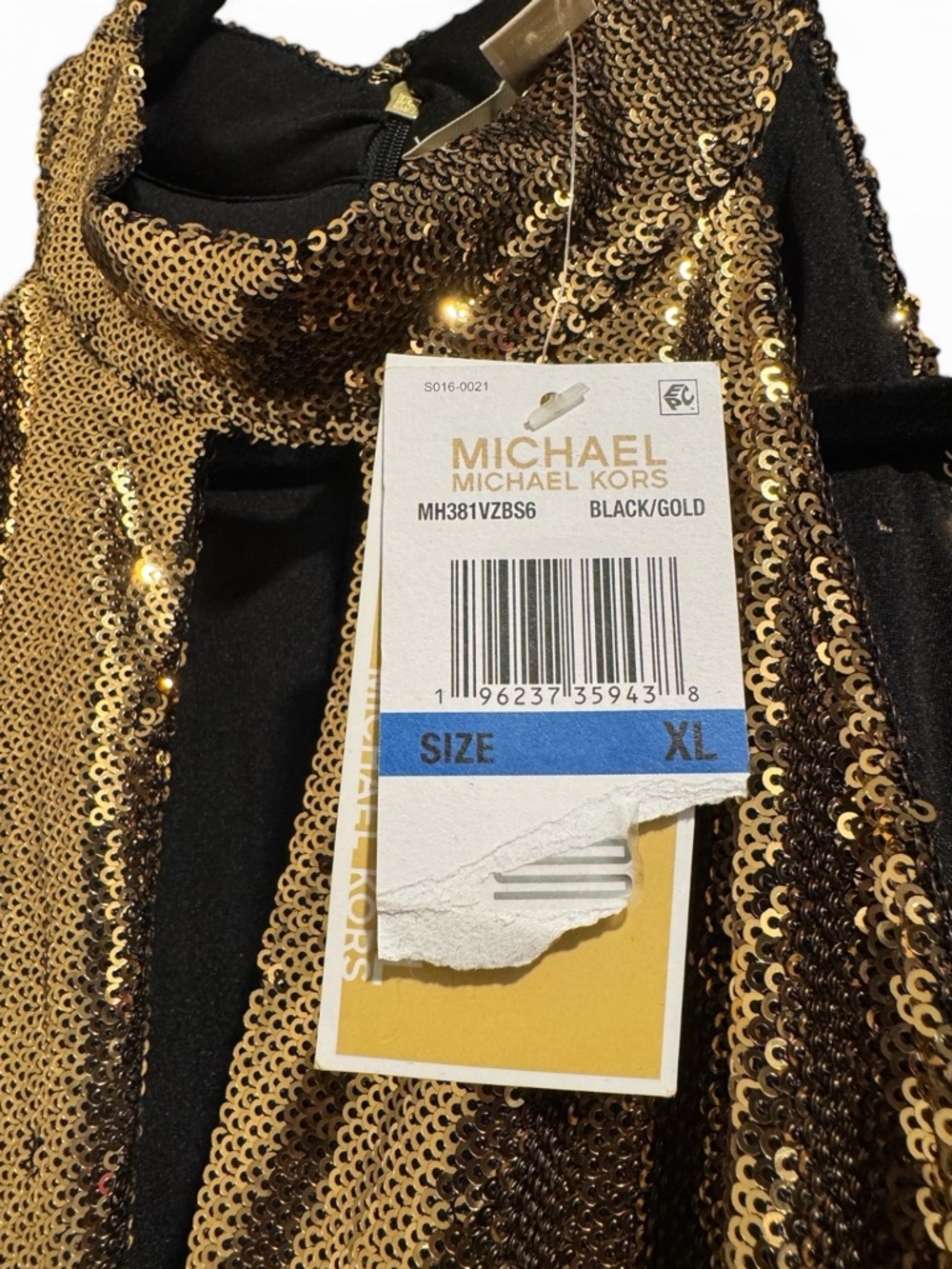 Michael Kors Gold Sequin Halter Wide Leg Jumpsuit - Picture 10 of 11